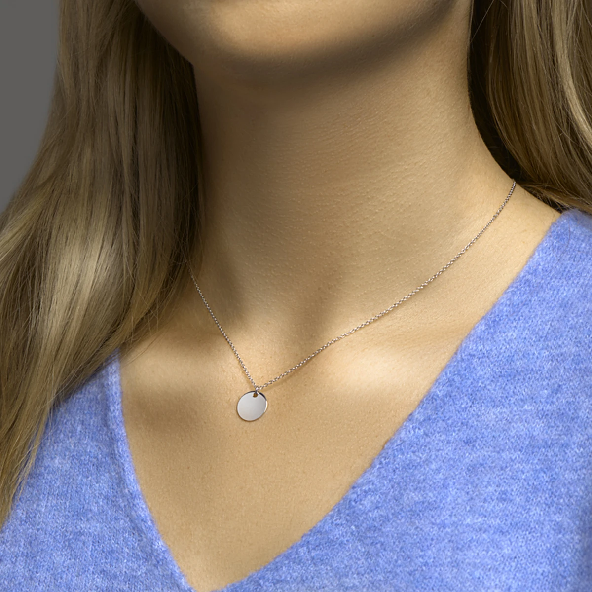 graveercollier rondje 40 + 5 cm zilver gerhodineerd