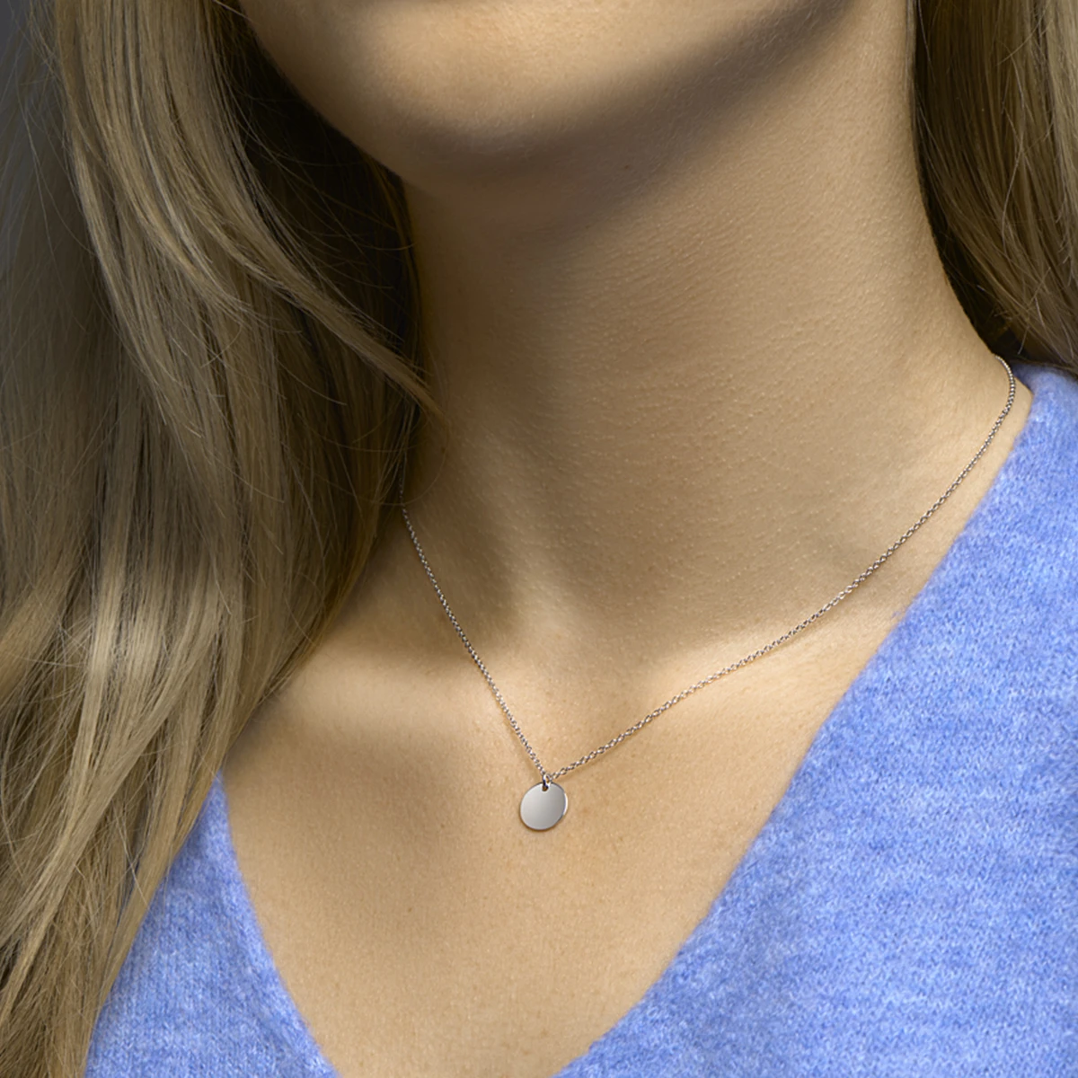graveercollier rondje 40 + 5 cm zilver gerhodineerd