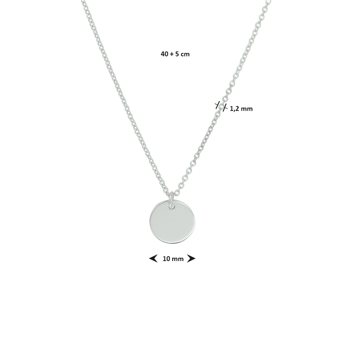 graveercollier rondje 40 + 5 cm zilver gerhodineerd