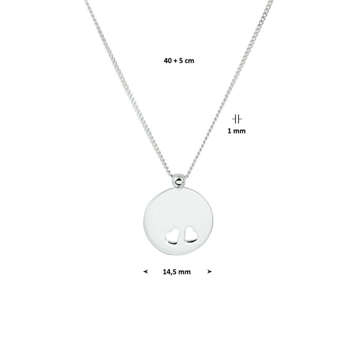 graveercollier rondje 40 + 5 cm zilver gerhodineerd