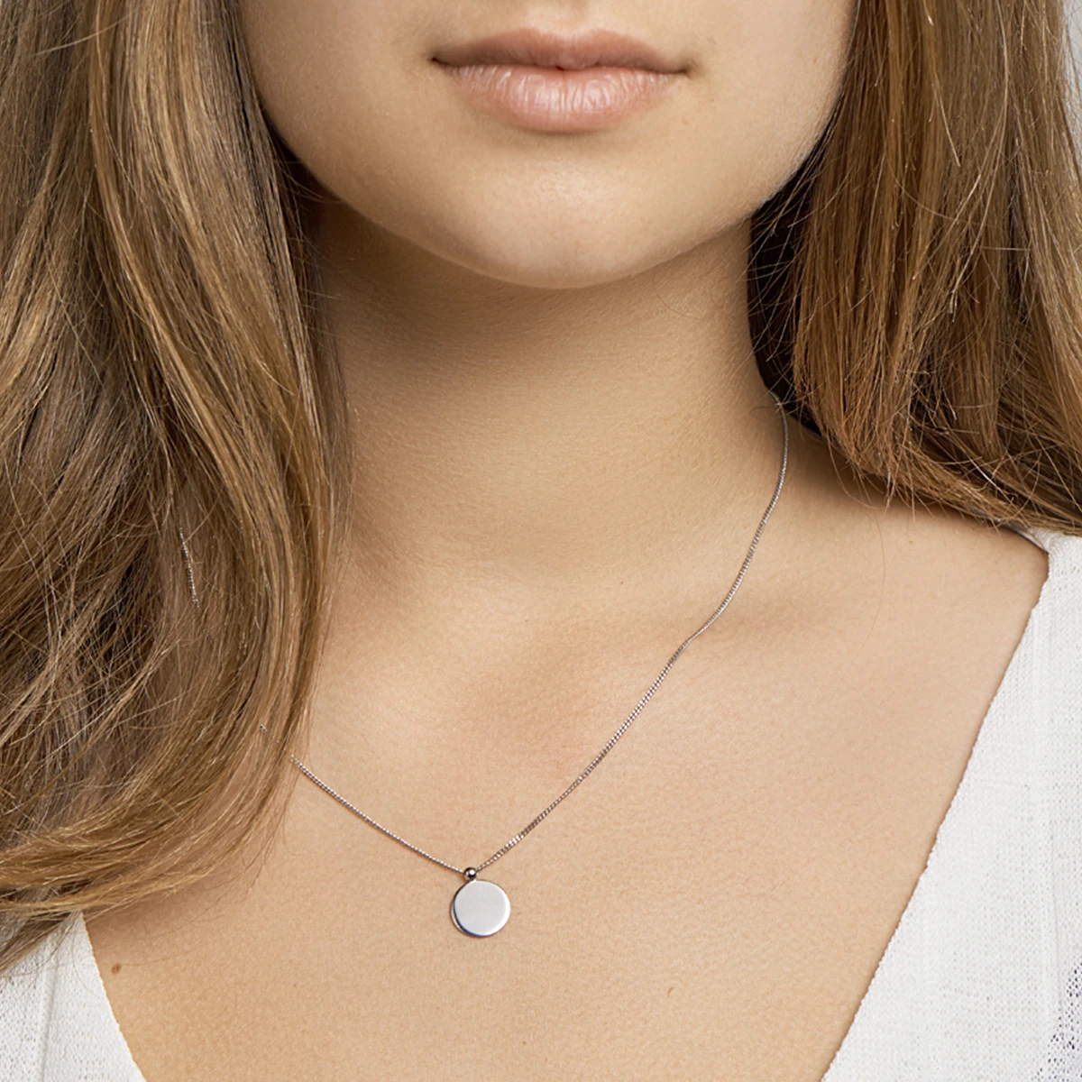 graveercollier rondje 41 + 5 cm zilver gerhodineerd