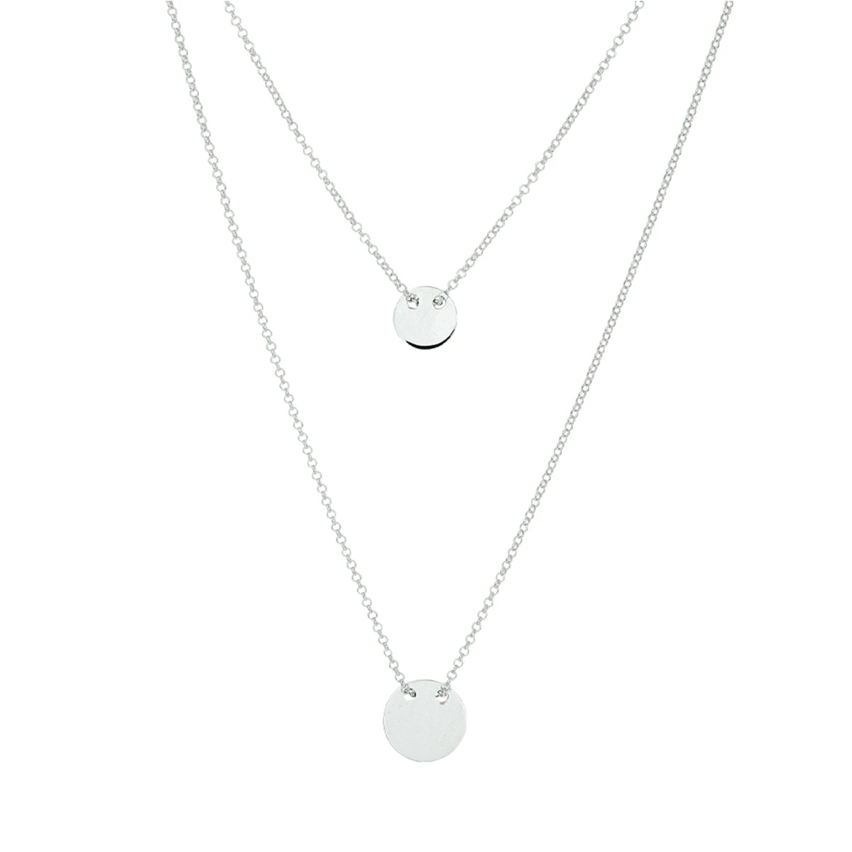 graveercollier rondjes 42 + 3 cm zilver gerhodineerd