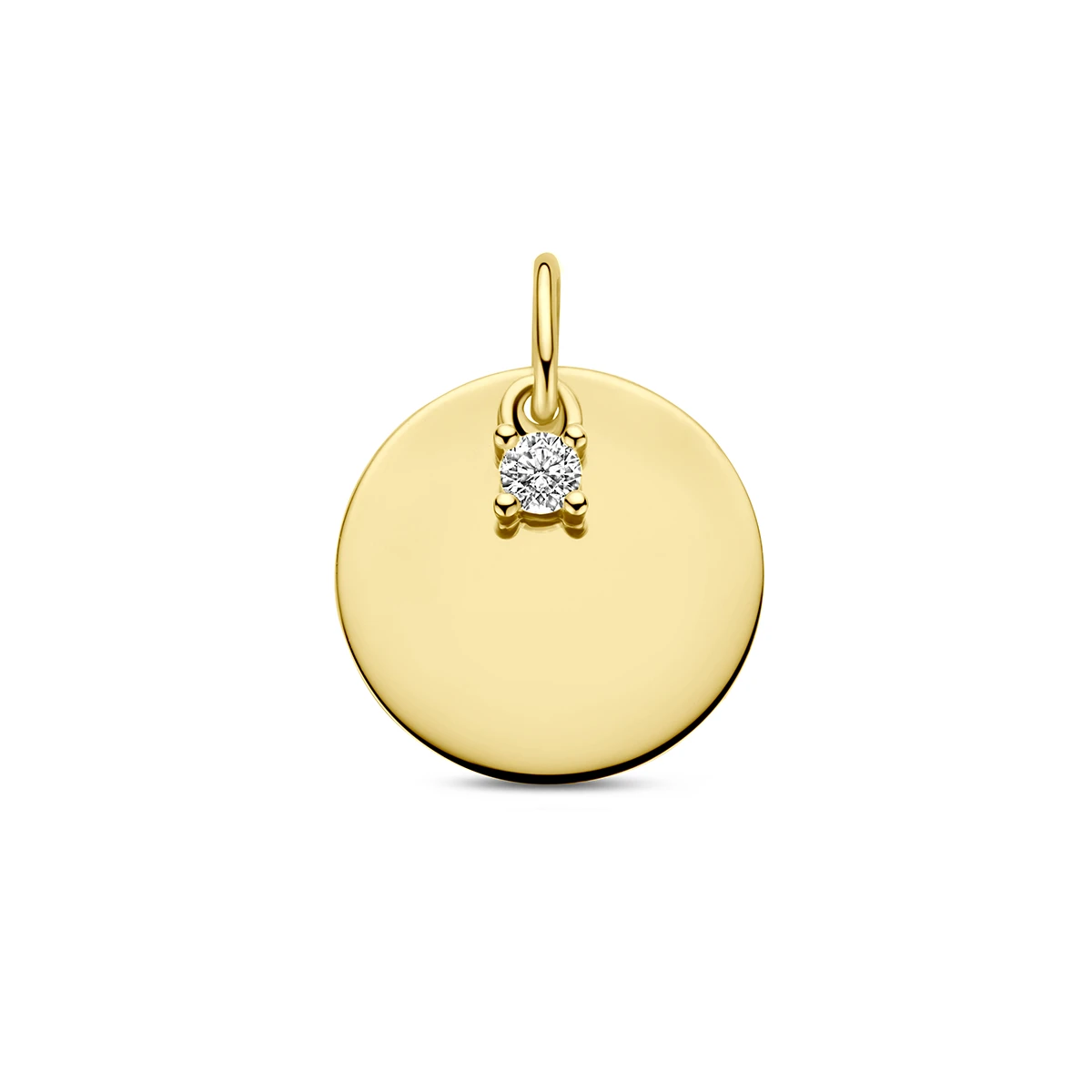 graveerhanger cirkel en diamant h si 14K geelgoud