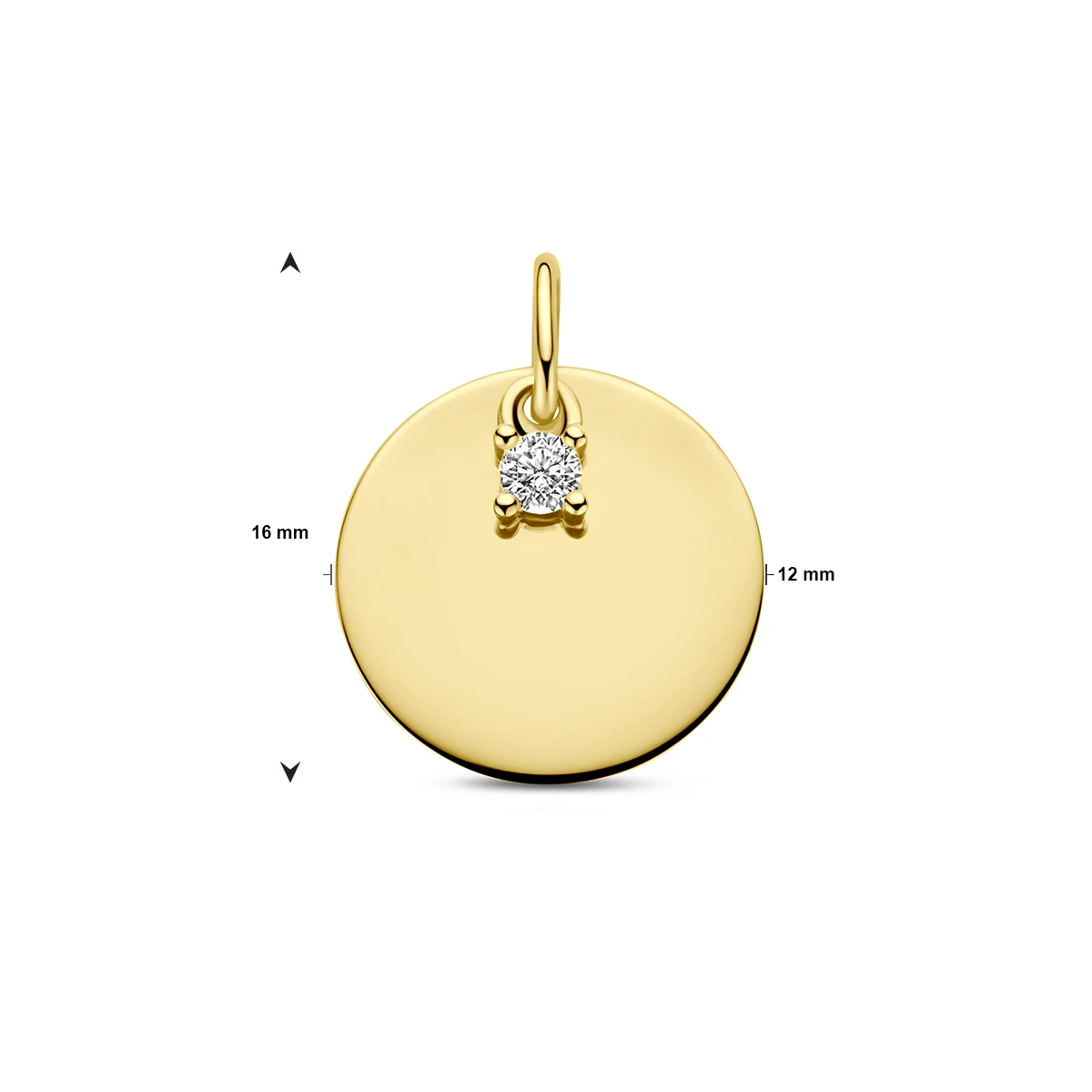 graveerhanger cirkel en diamant h si 14K geelgoud