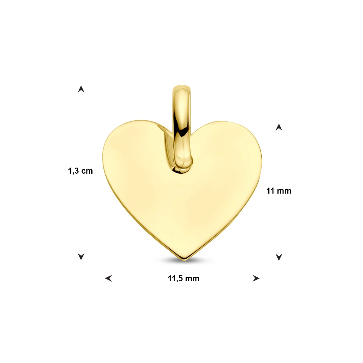 graveerhanger hart 13 mm 14K geelgoud