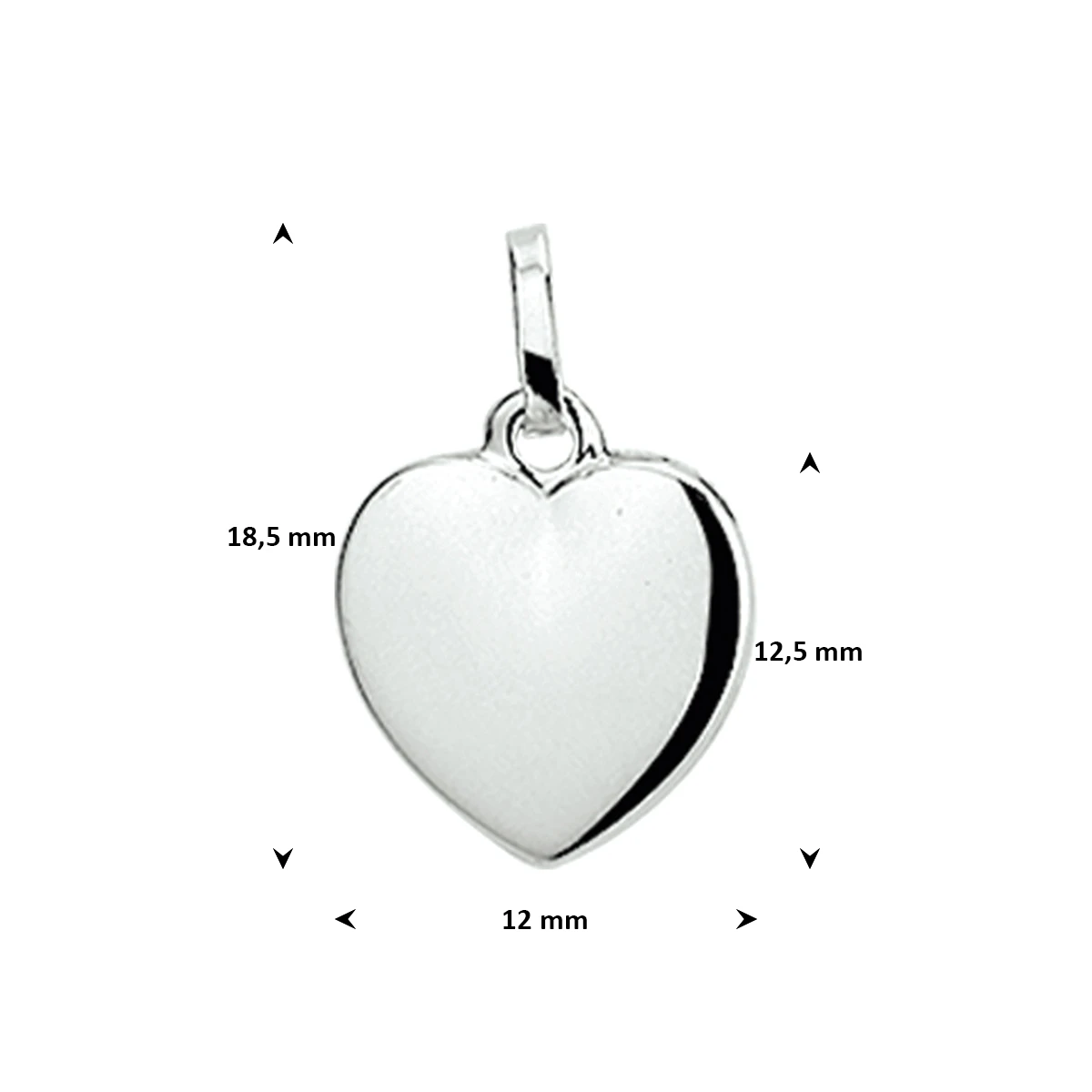 graveerhanger hart massief zilver wit