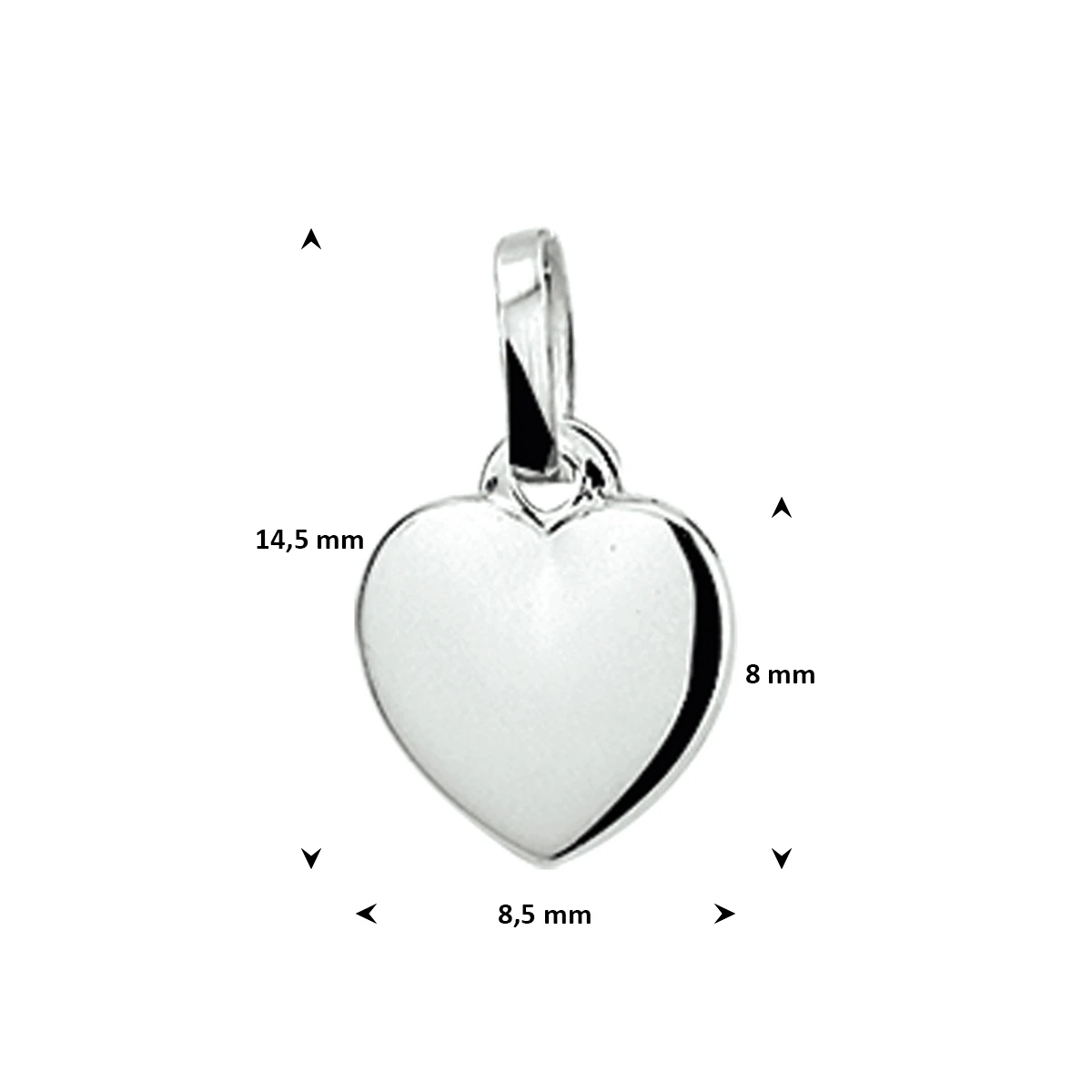 graveerhanger hart massief zilver wit