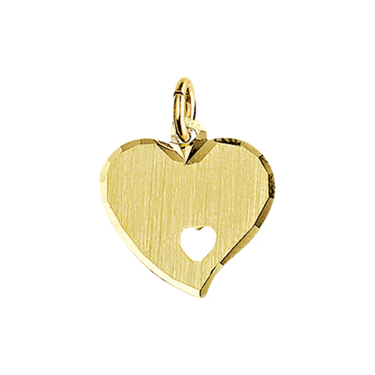 graveerhanger hart mat gediamanteerd 14K geelgoud