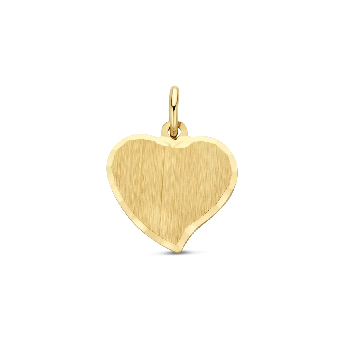graveerhanger hart mat gediamanteerd 14 mm 14K geelgoud