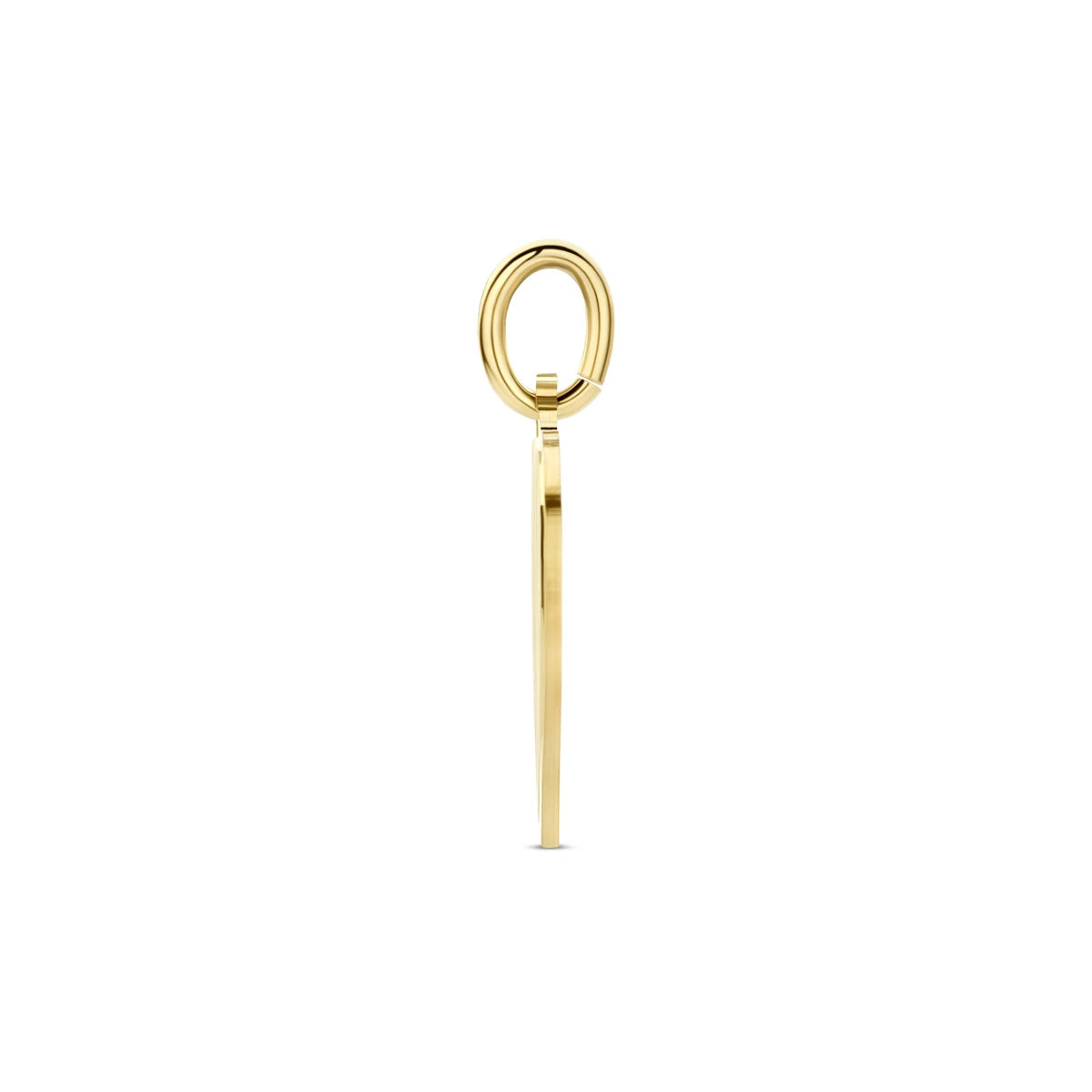 graveerhanger hart mat gediamanteerd 14 mm 14K geelgoud
