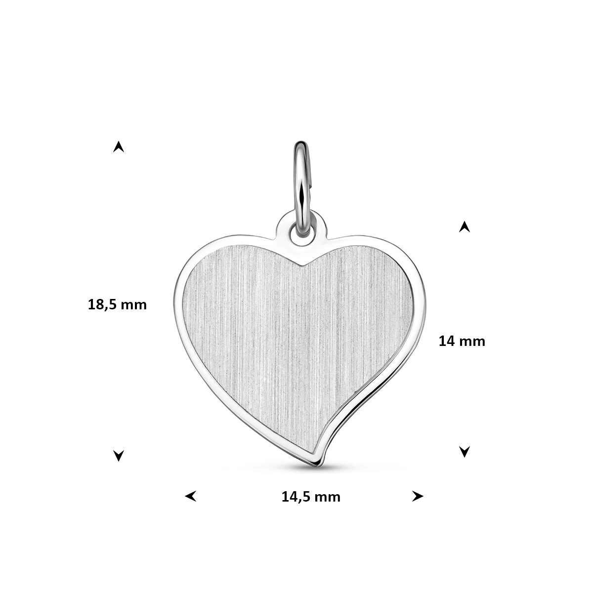 graveerhanger hart poli/mat 14 mm zilver gerhodineerd