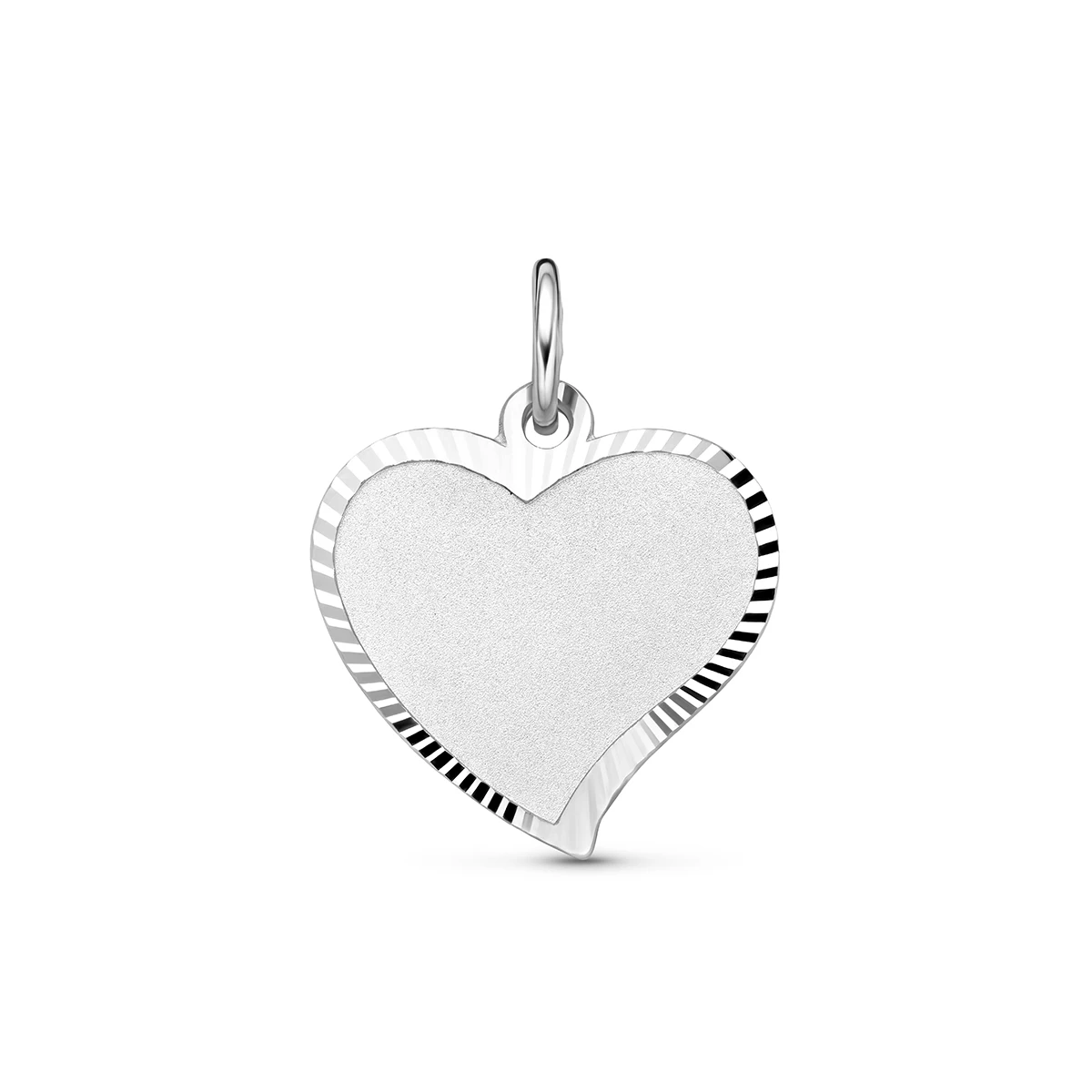 graveerhanger hart poli/mat gediamanteerd 14 mm zilver gerhodineerd