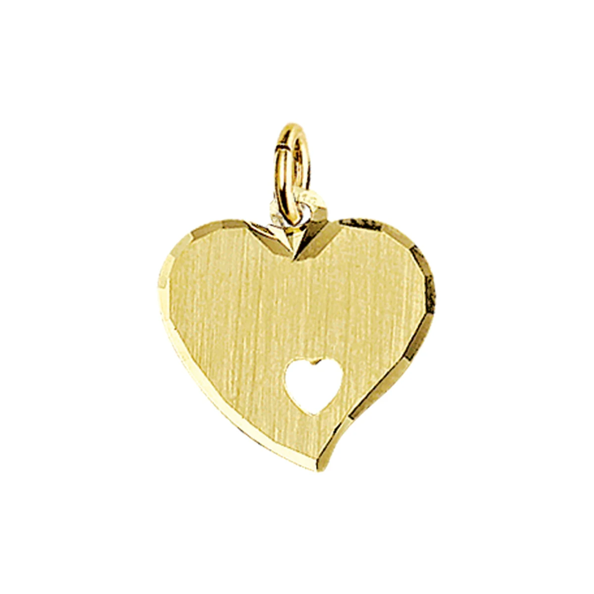 graveerhanger hart mat gediamanteerd 14 mm 14K geelgoud