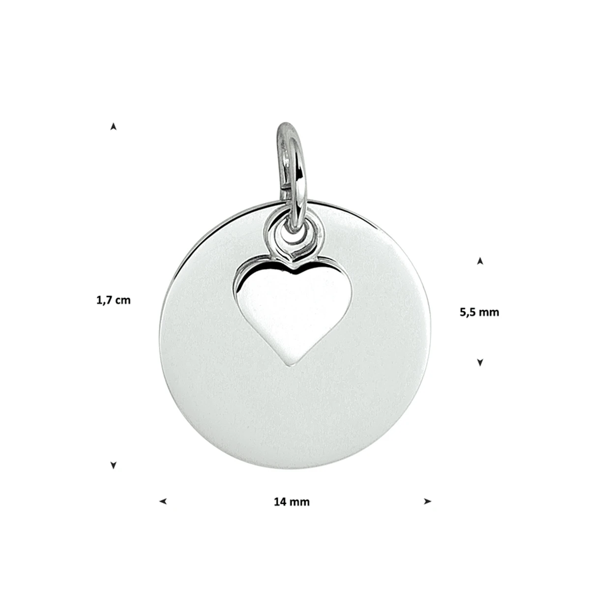 graveerhanger met hart zilver gerhodineerd