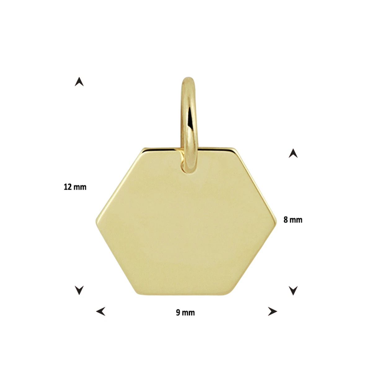 graveerhanger zeshoek 14K geelgoud