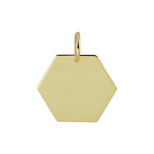 graveerhanger zeshoek 14K geelgoud