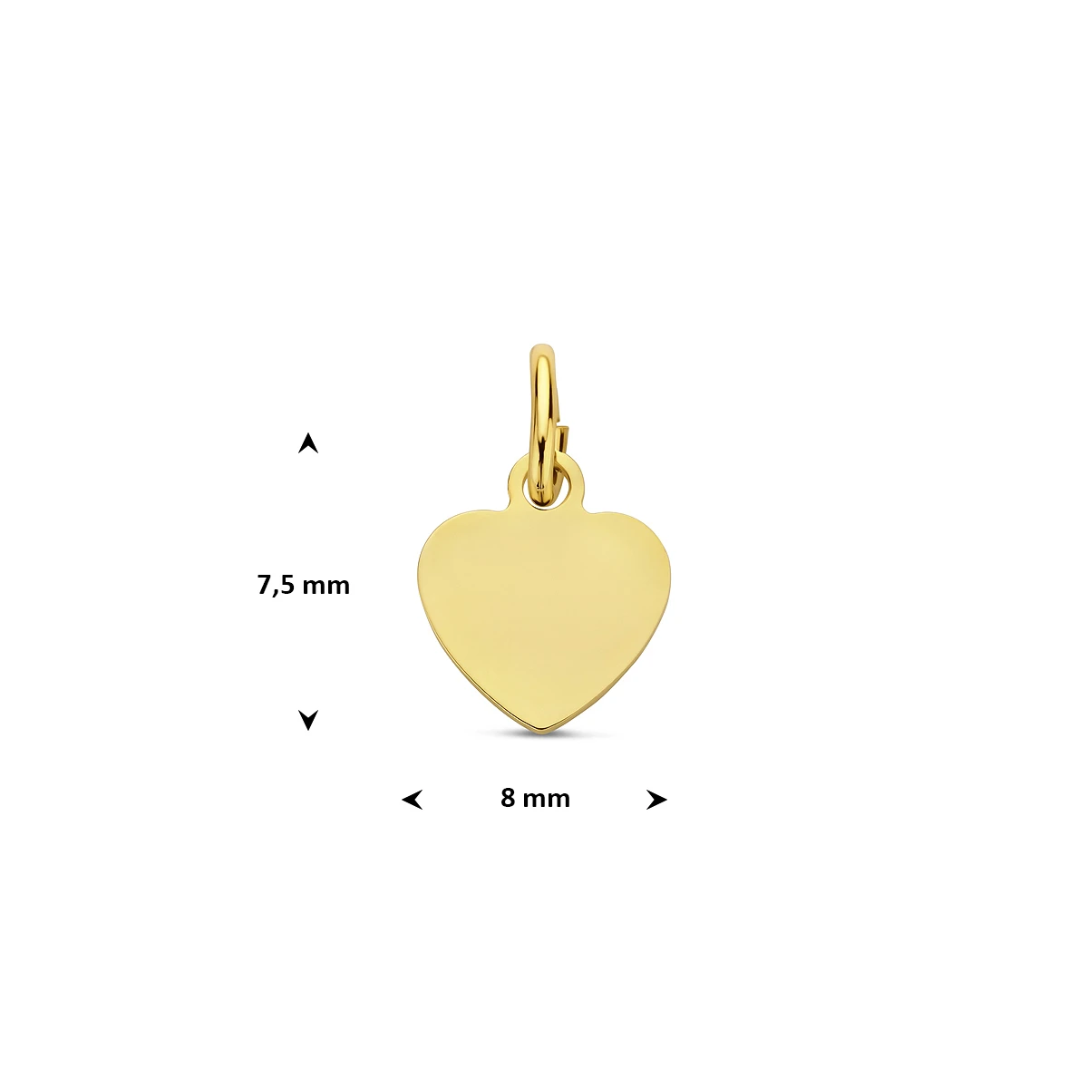 graveerhanger hartje 7,5 mm 14K geelgoud