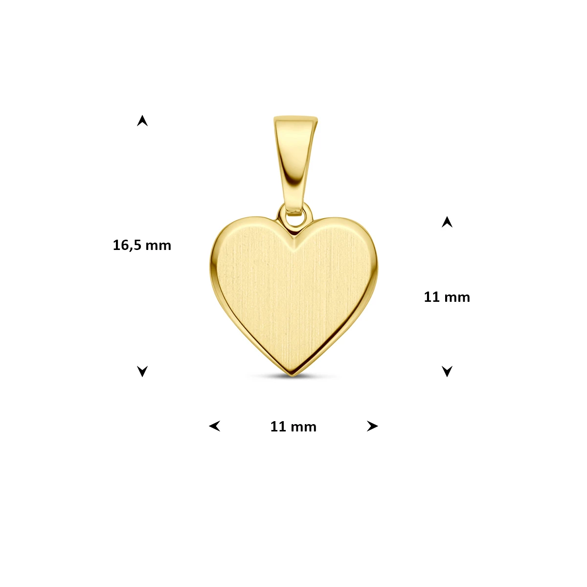 graveerhartje poli/mat 11 mm 14K geelgoud