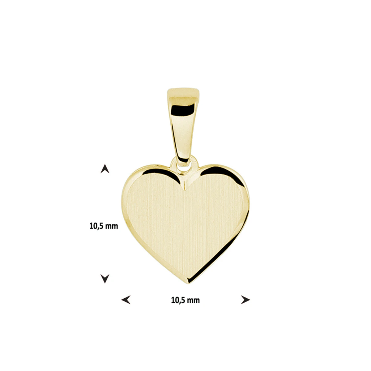 graveerhartje poli/mat 11 mm 14K geelgoud