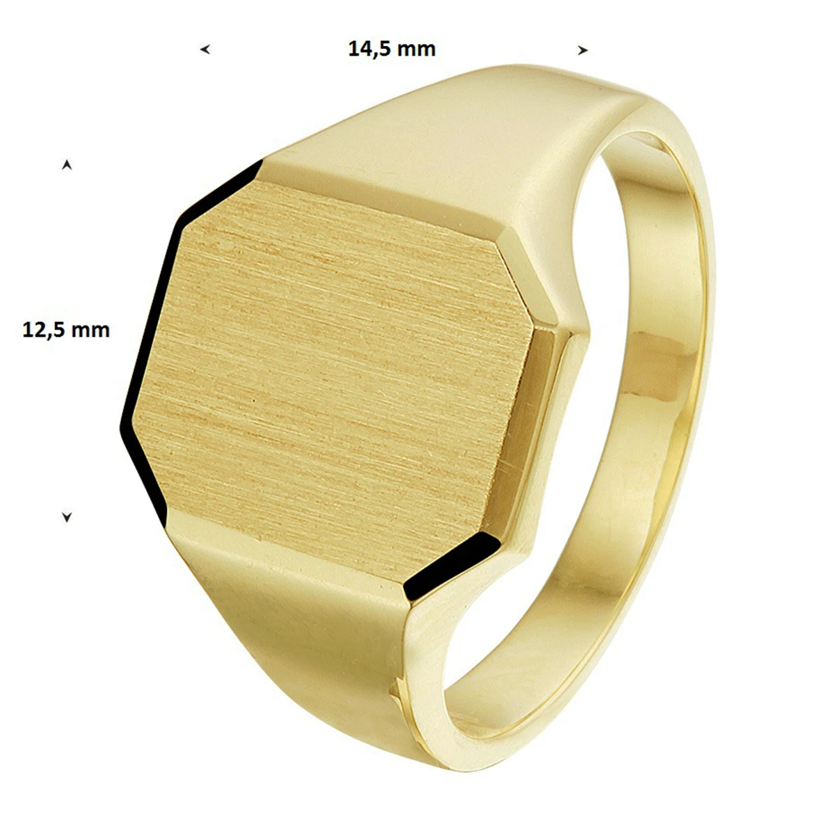 graveerring massief mat gediamanteerd 14K geelgoud