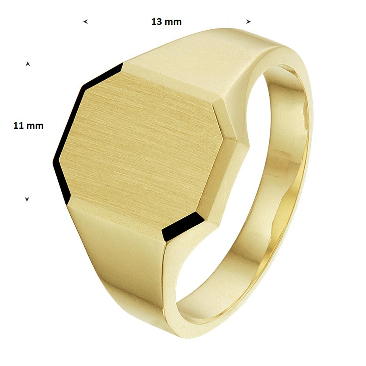 graveerring massief mat gediamanteerd 14K geelgoud