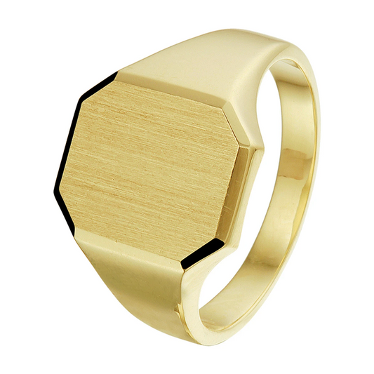 graveerring massief mat gediamanteerd 14K geelgoud