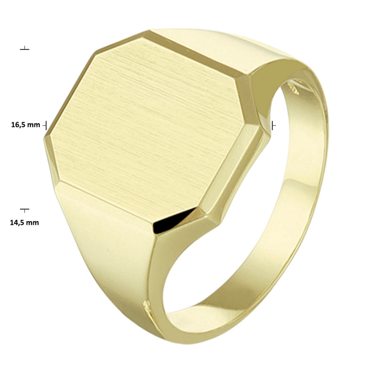 graveerring massief mat gediamanteerd 14K geelgoud