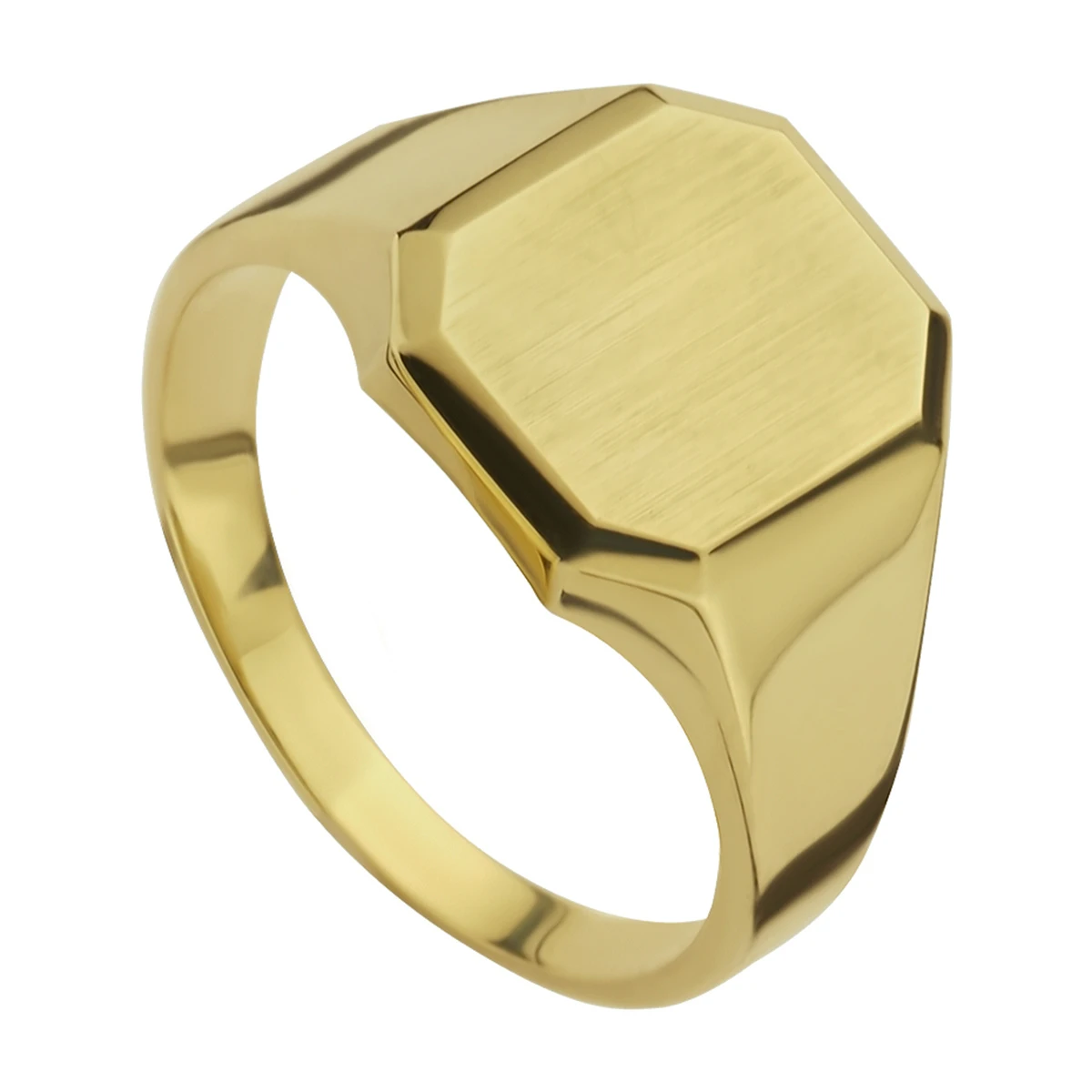 graveerring massief mat gediamanteerd 14K geelgoud
