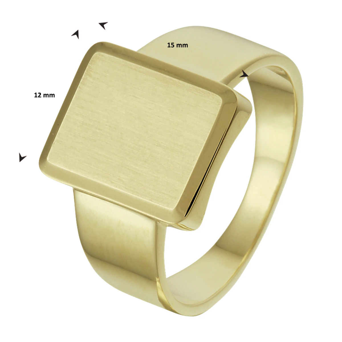 graveerring massief mat gediamanteerd 14K geelgoud