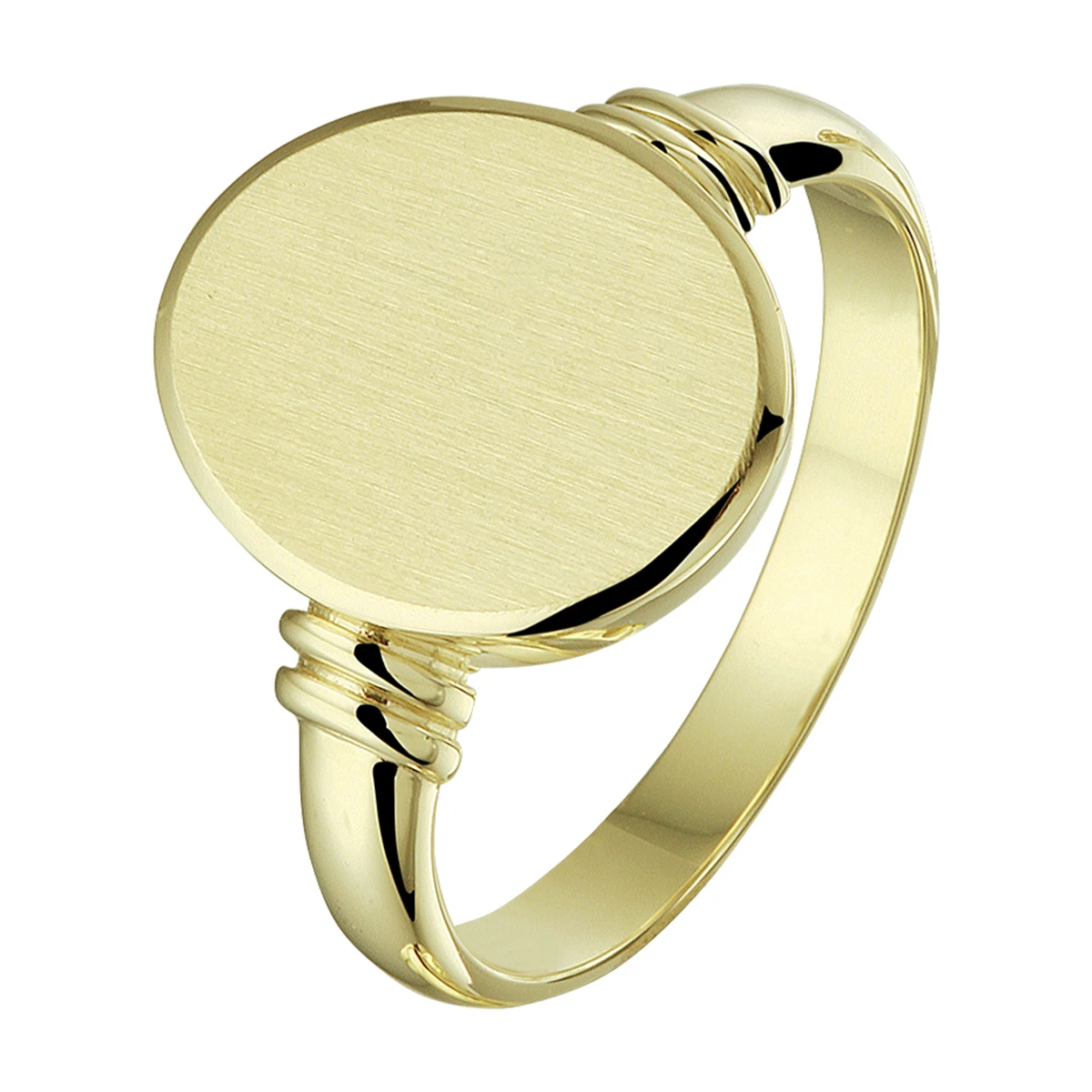 graveerring massief mat gediamanteerd 14K geelgoud