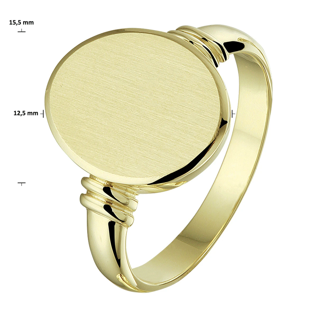 graveerring massief mat gediamanteerd 14K geelgoud