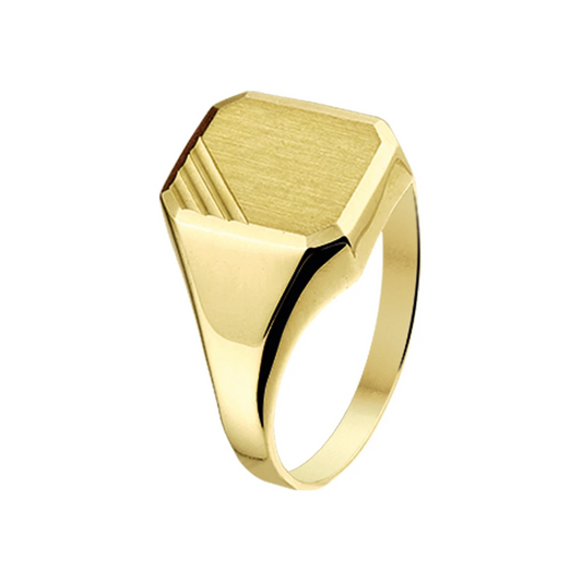 graveerring mat gediamanteerd 14K geelgoud