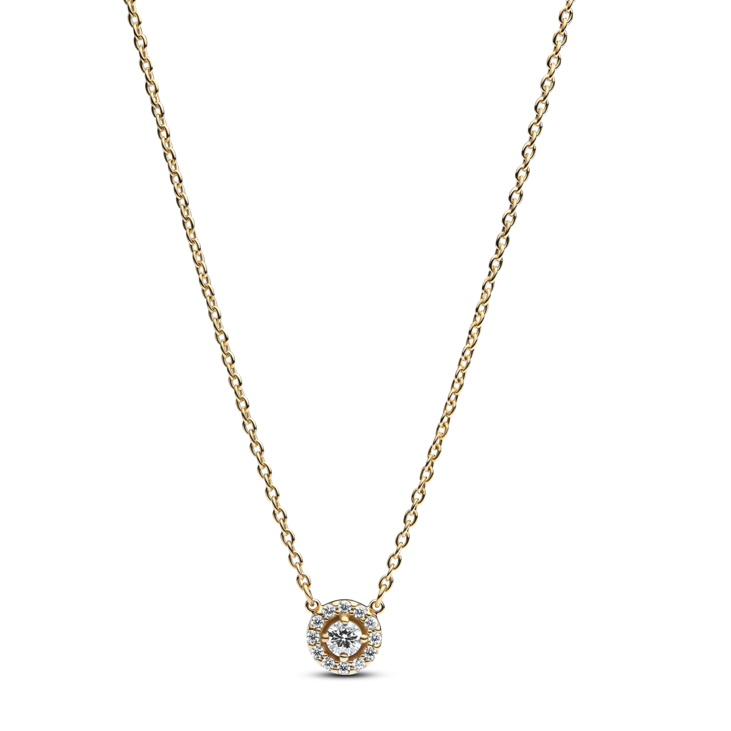 Halsketting met hanger met ronde halo en pavé