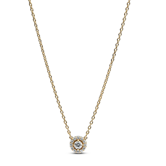Halsketting met hanger met ronde halo en pavé