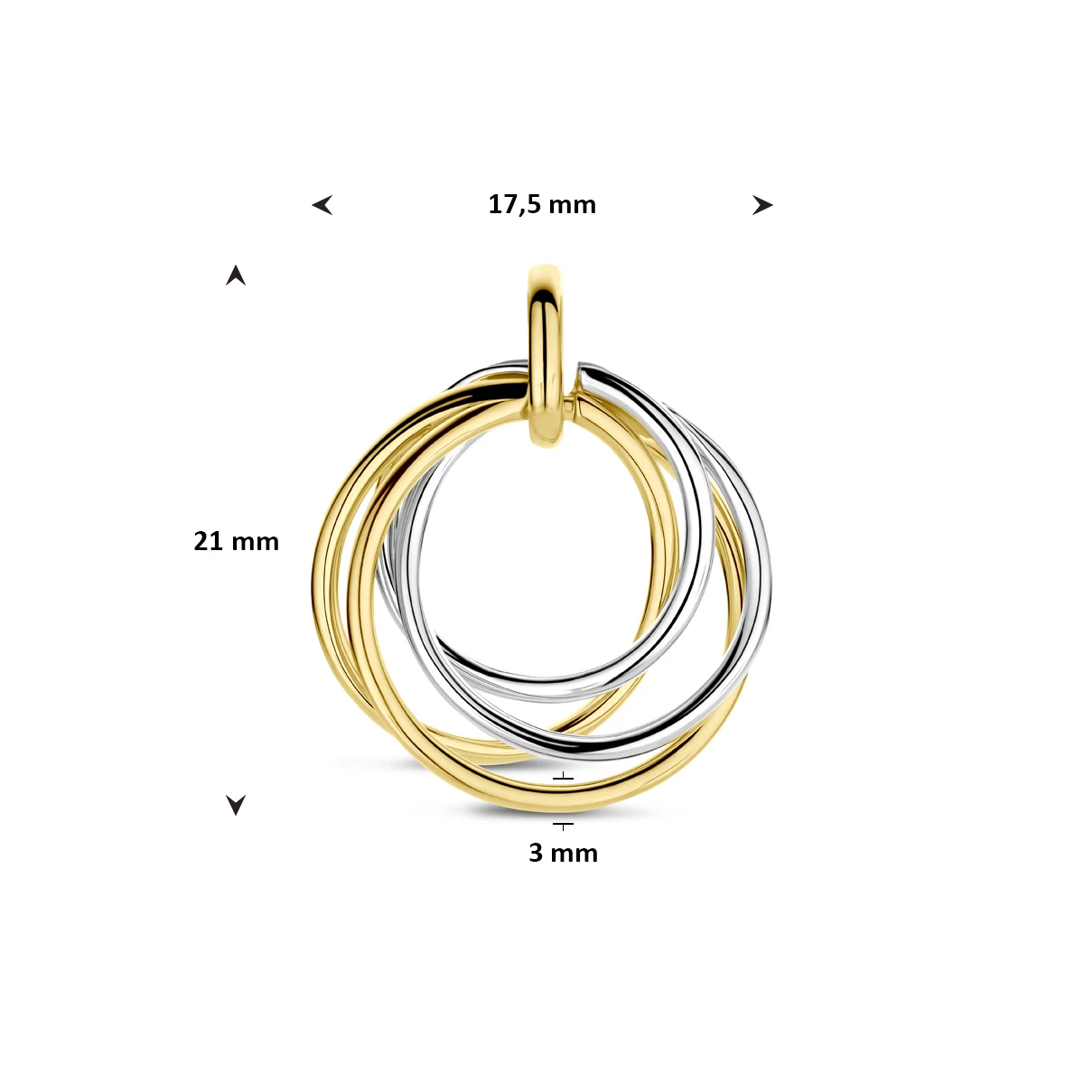 hanger 21 mm 14K bicolor goud geel/wit