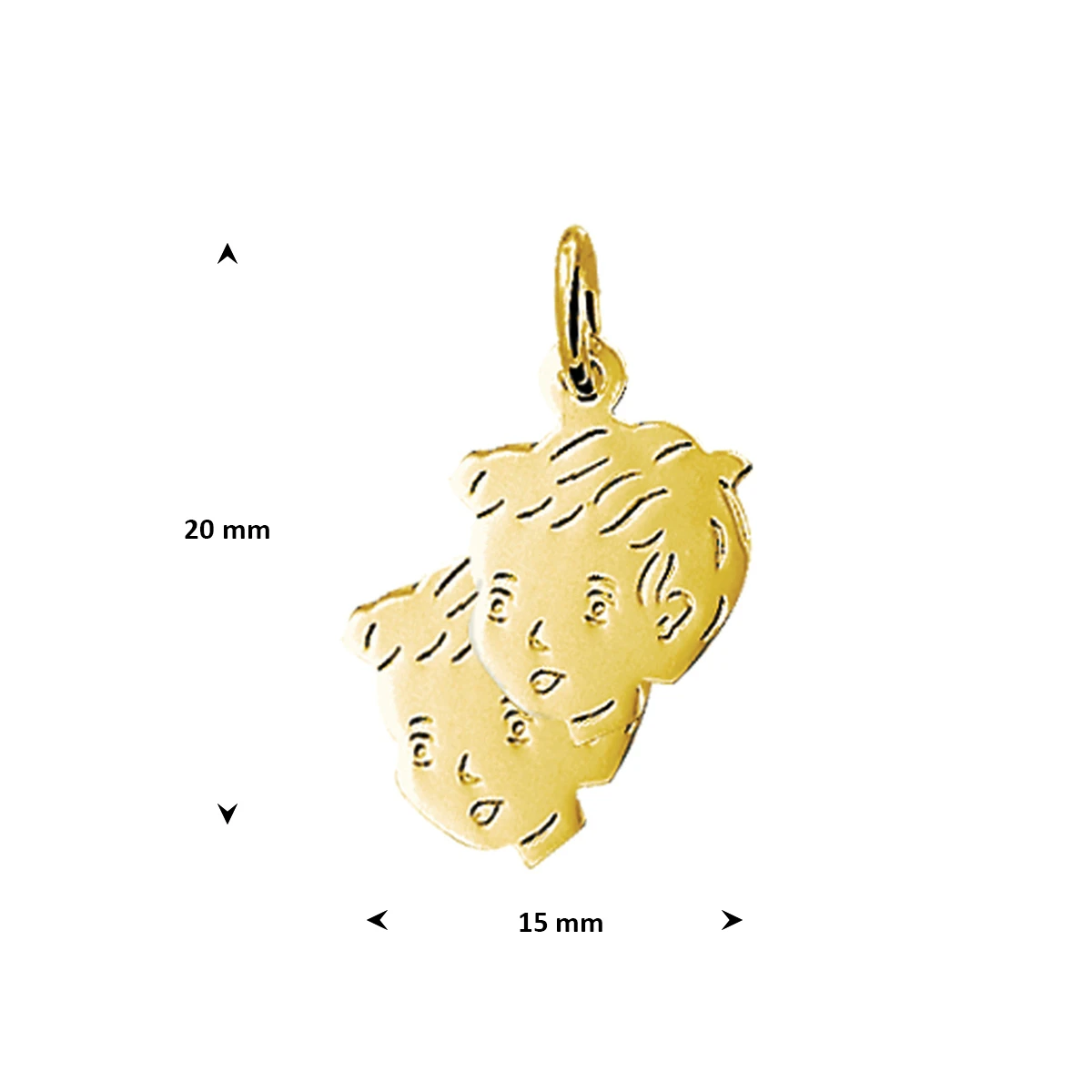 hanger 2x jongen 20 x 15 mm 14K geelgoud