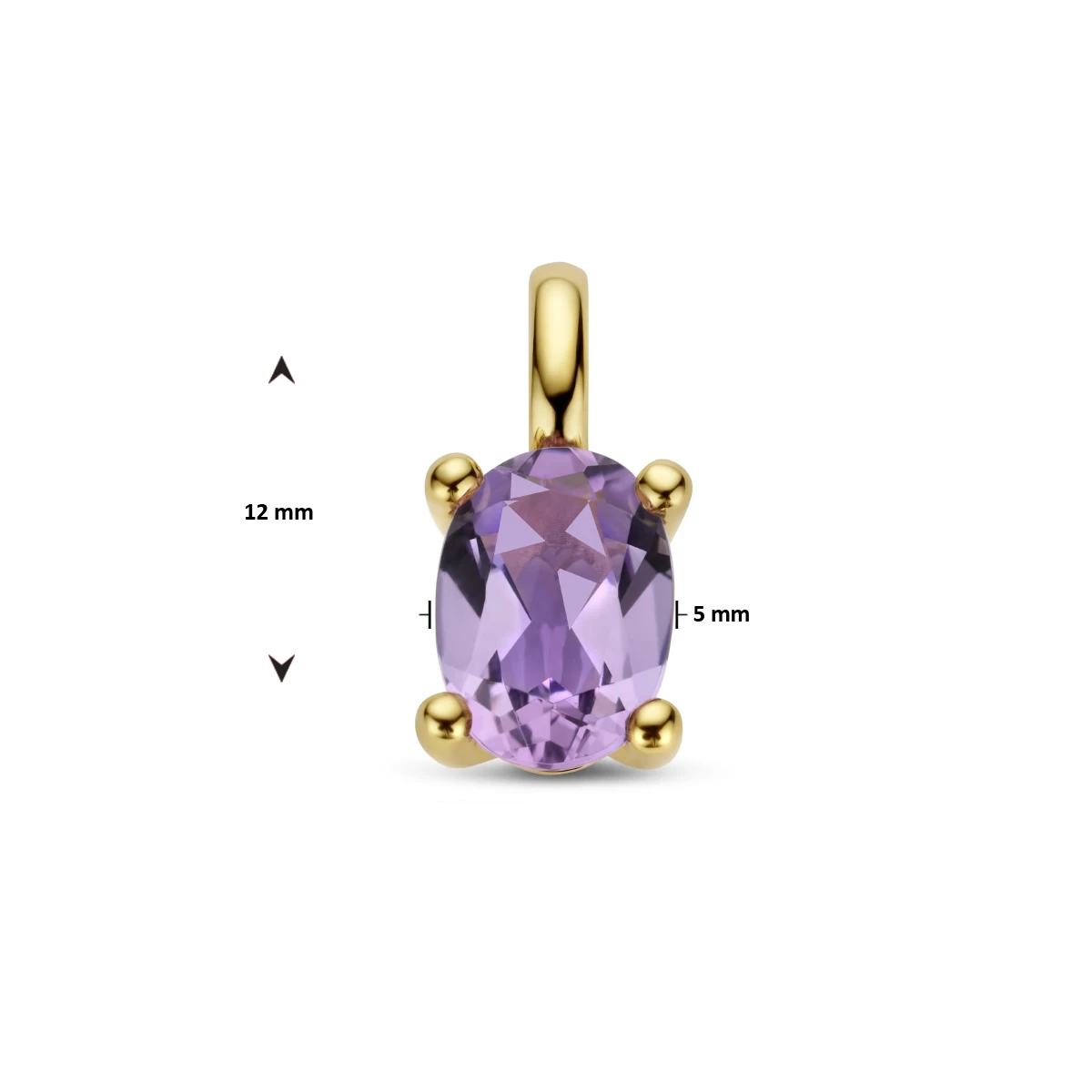 hanger amethist 12 mm 14K geelgoud