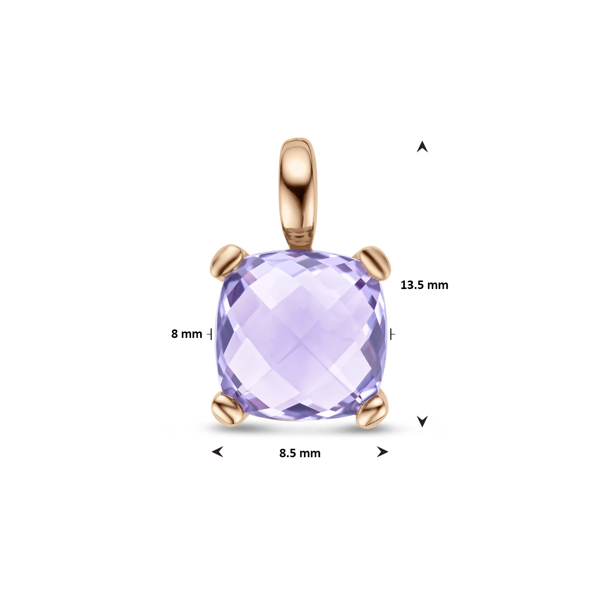 hanger amethist 14K roségoud