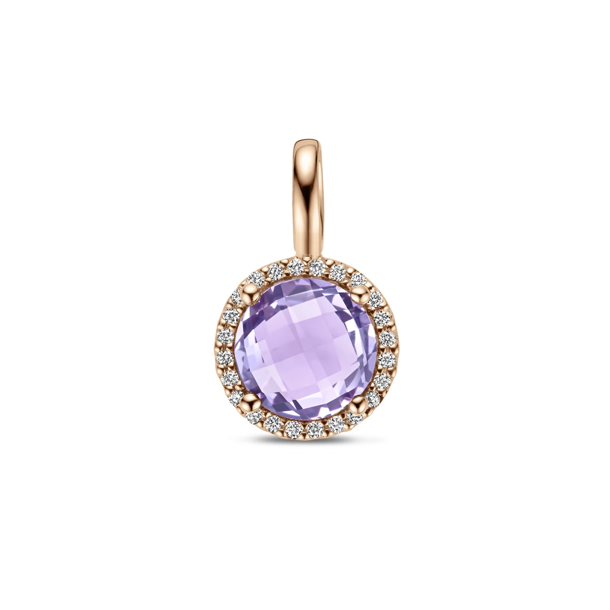 hanger amethist en diamant 0.09ct h si 17 mm 14K roségoud