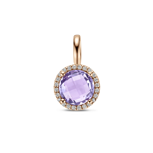 hanger amethist en diamant 0.09ct h si 17 mm 14K roségoud