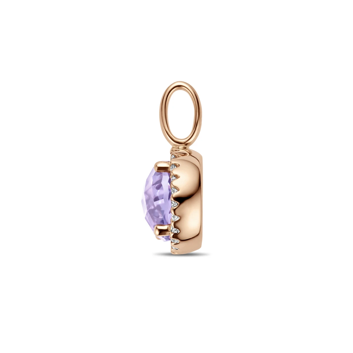 hanger amethist en diamant 0.09ct h si 17 mm 14K roségoud