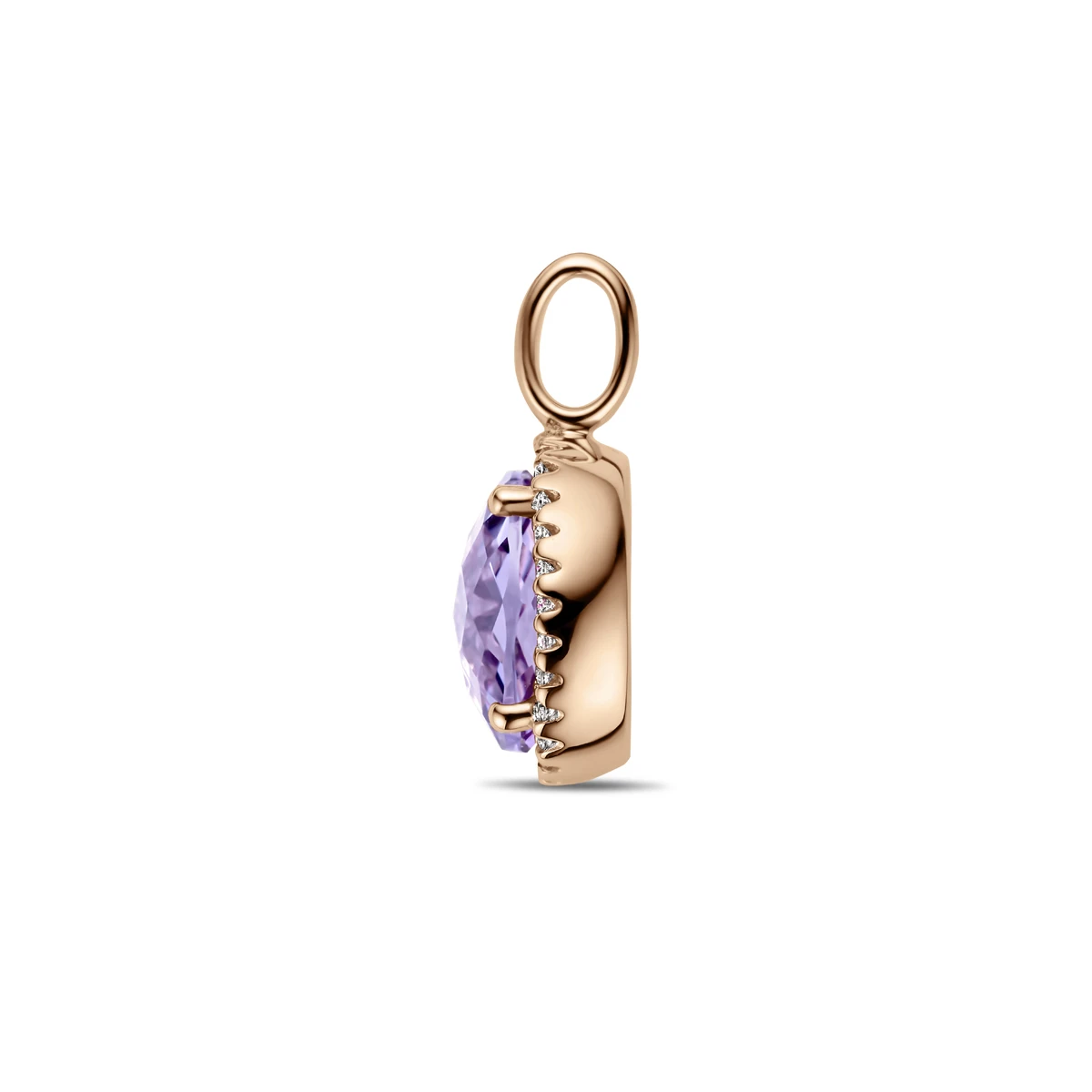 hanger amethist en diamant 0.10ct h si 14K roségoud