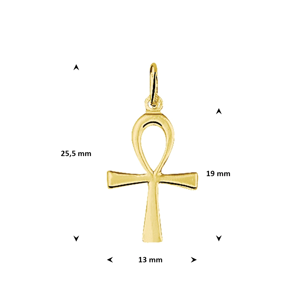hanger ankh kruis 14K geelgoud