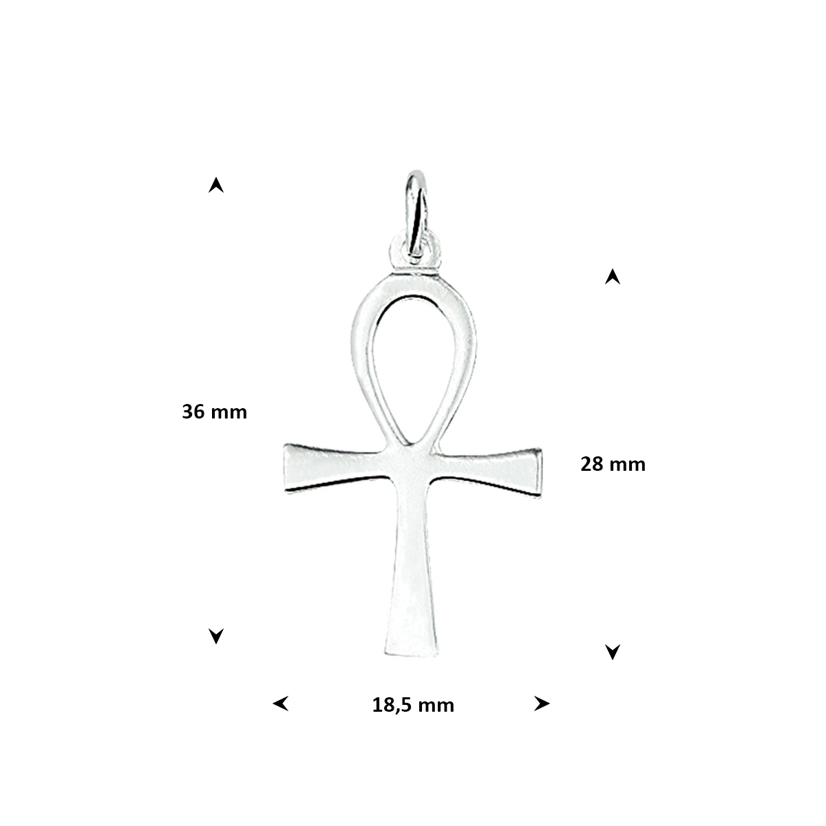 hanger ankh kruis zilver wit