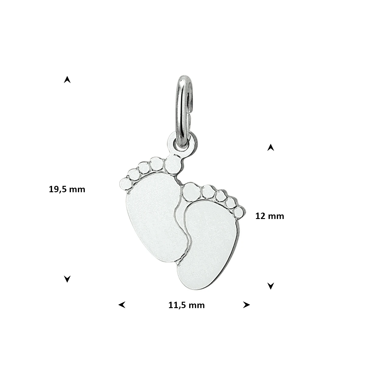hanger baby voetjes zilver wit