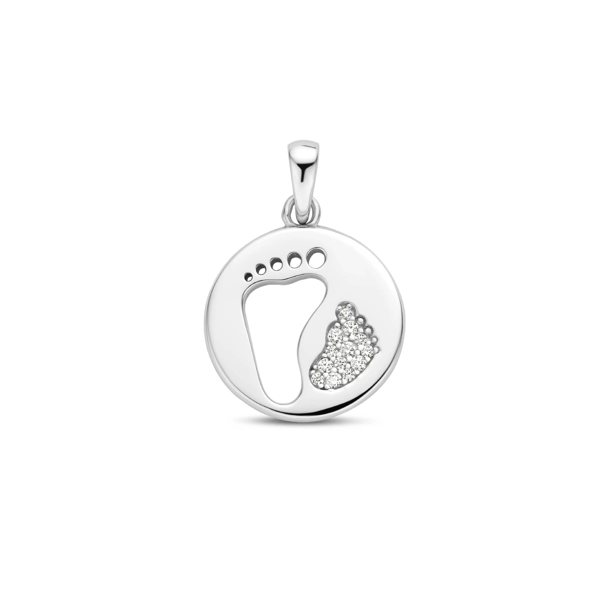 hanger baby voetjes zirkonia 23 mm zilver gerhodineerd