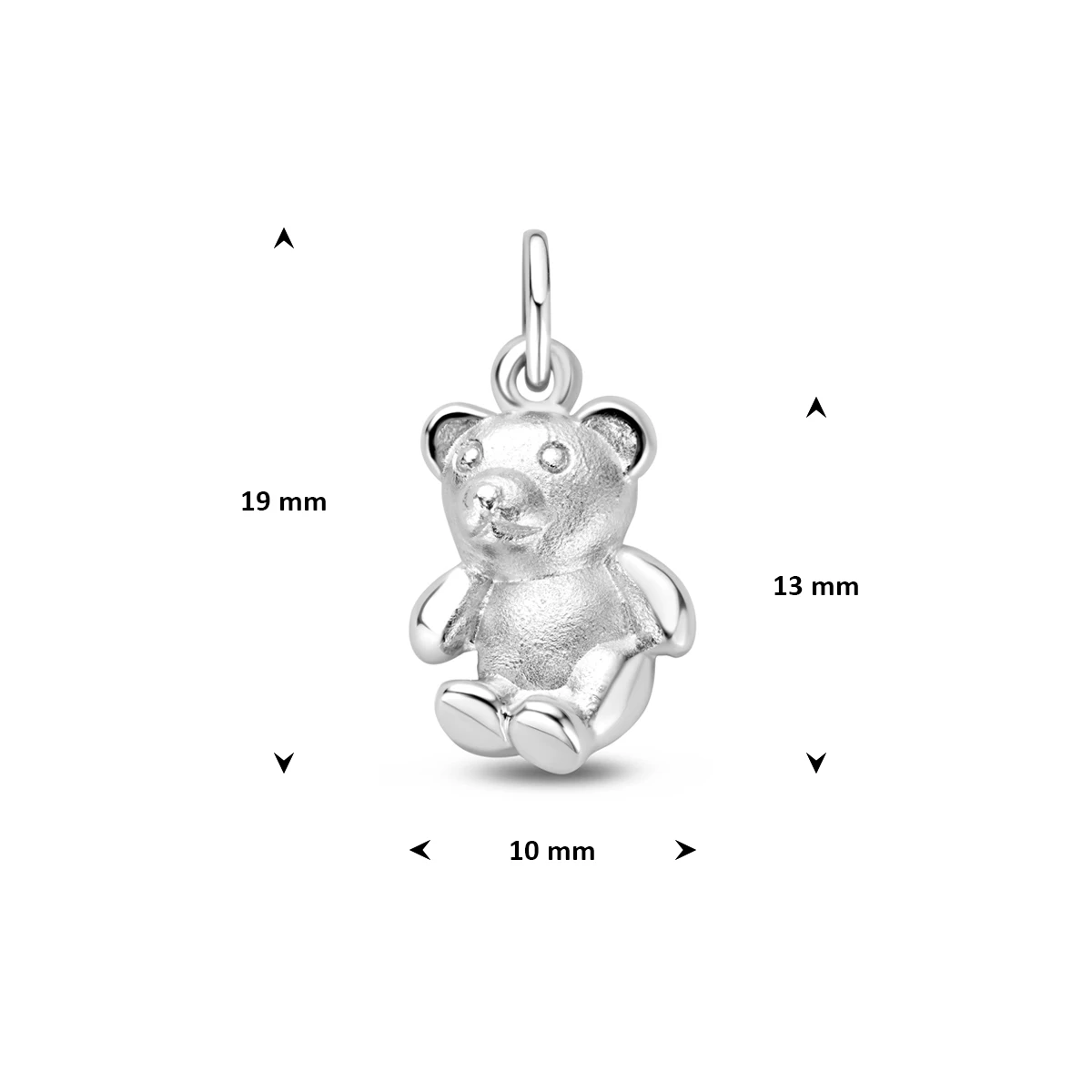 hanger beer poli/mat 13 mm zilver gerhodineerd