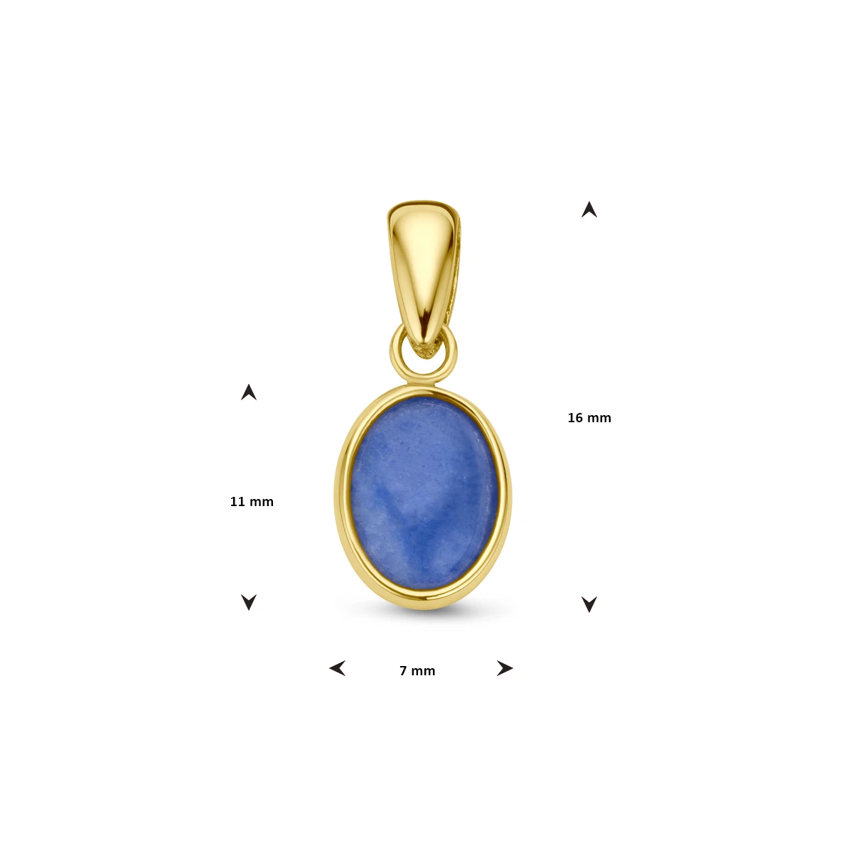 hanger blauw kwarts 14K geelgoud