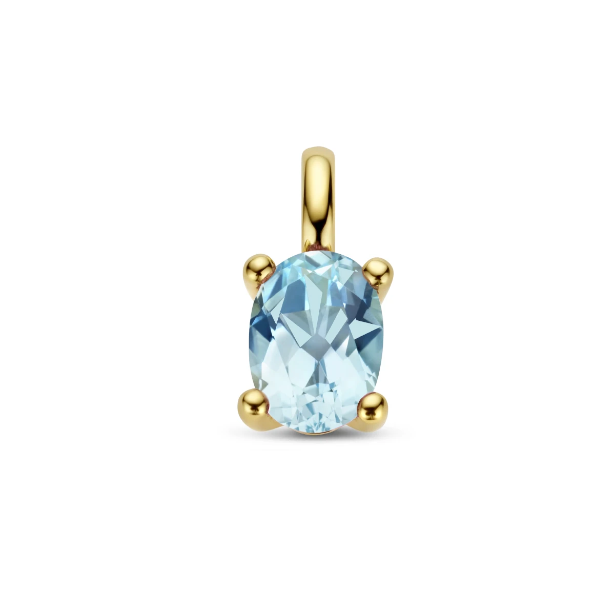 hanger blauw topaas 12 mm 14K geelgoud