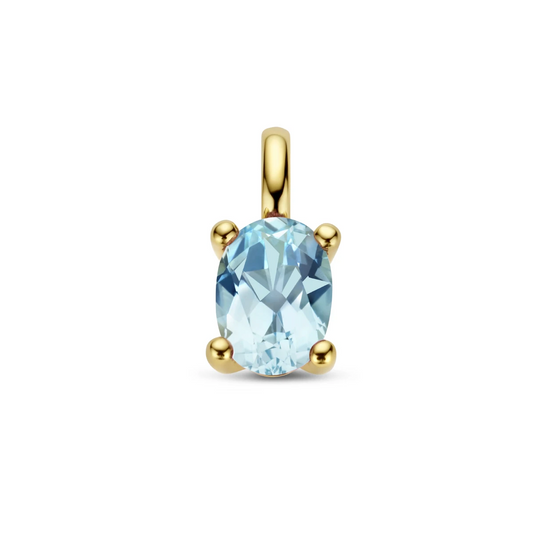 hanger blauw topaas 12 mm 14K geelgoud